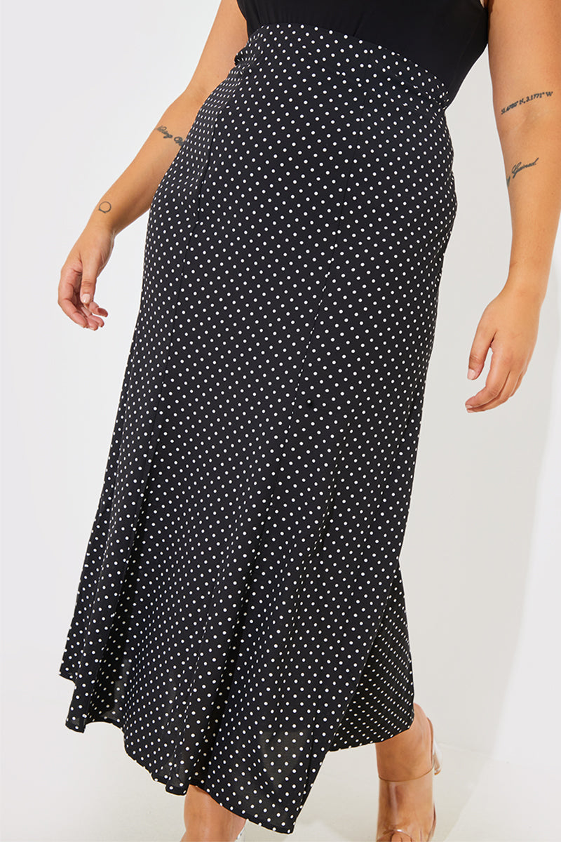 Woven Polka Dot Midaxi Skirt