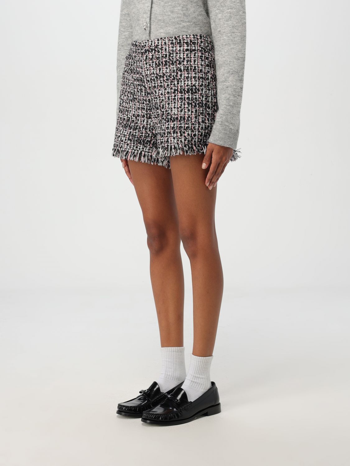 Tweed fringed shorts - Black