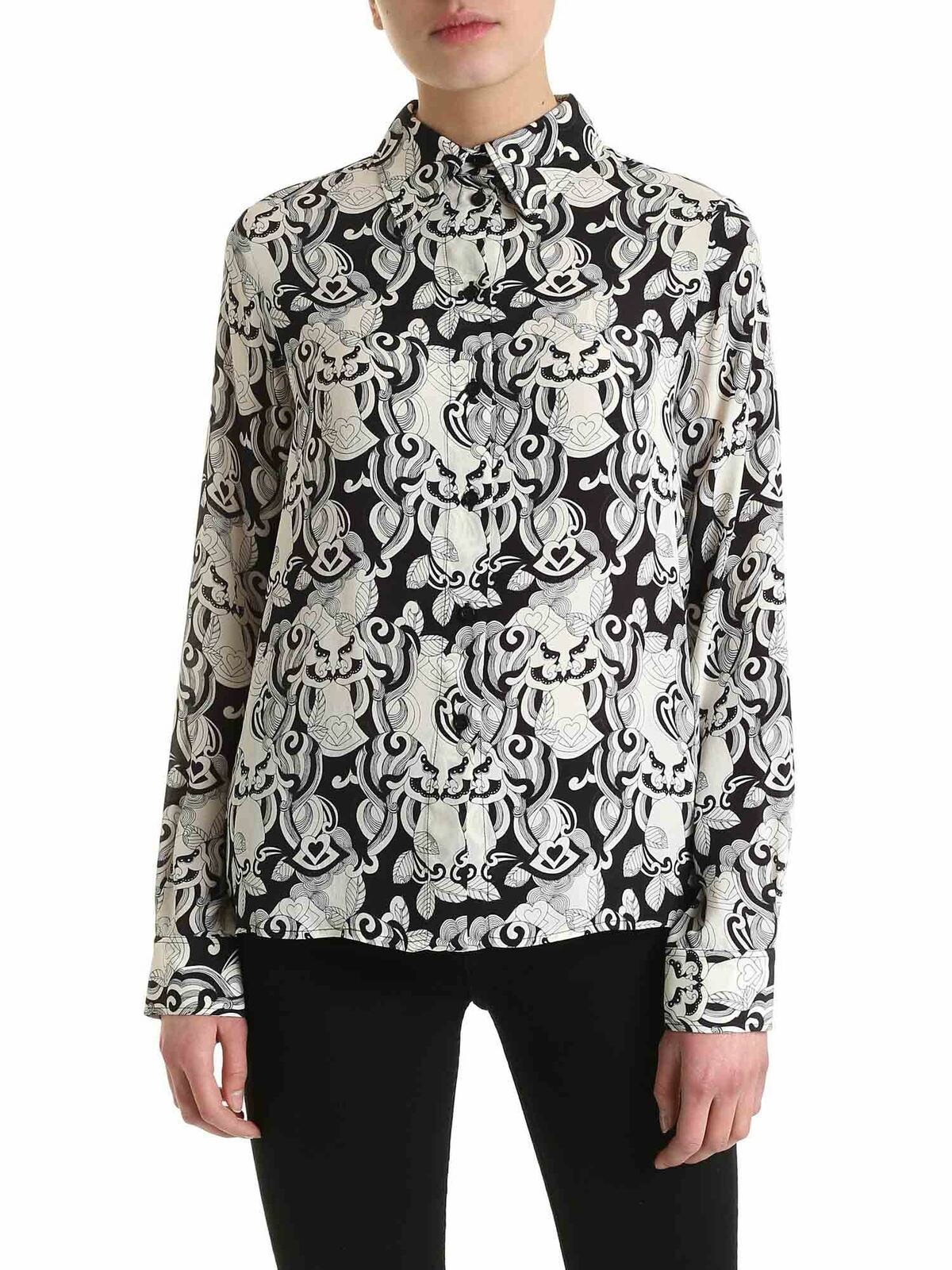 Viscose and silk shirt in black and white