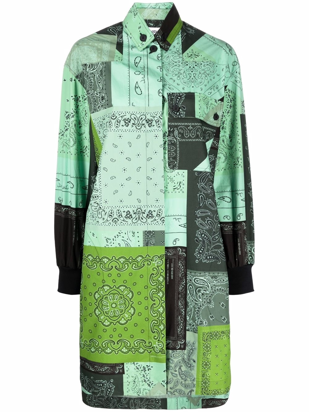 Paisley-print shirt dress - Green