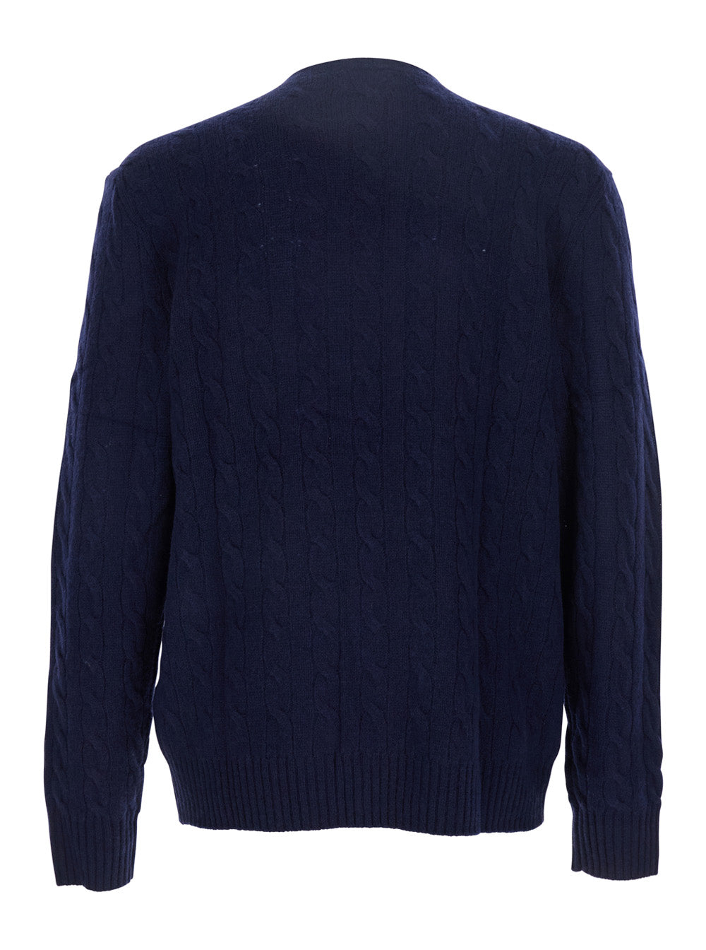 Cable-Knit Wool-Cashmere Sweater — Navy