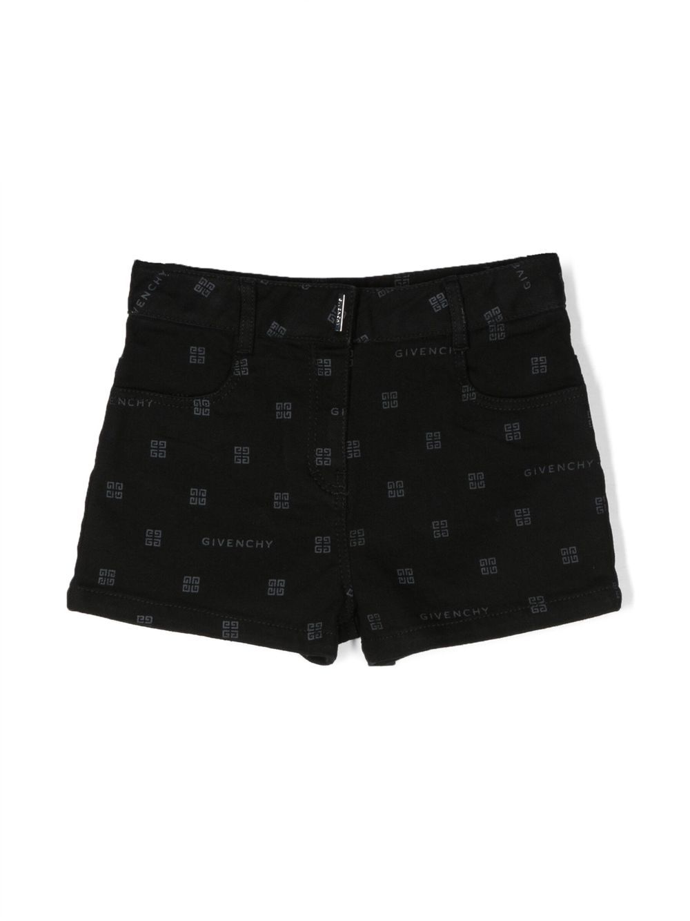 4G print denim shorts - Black