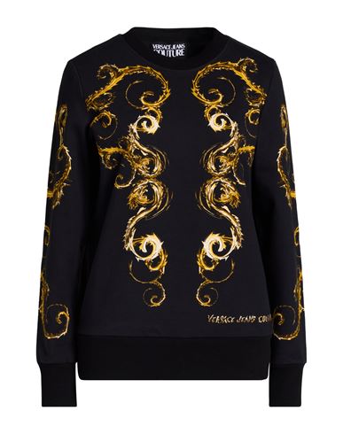 Woman Sweatshirt Black Size M Cotton, Elastane
