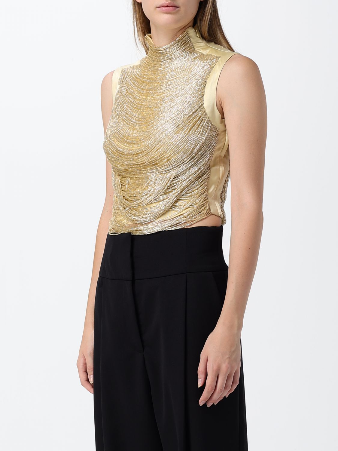 Taraji beaded silk blouse - Gold