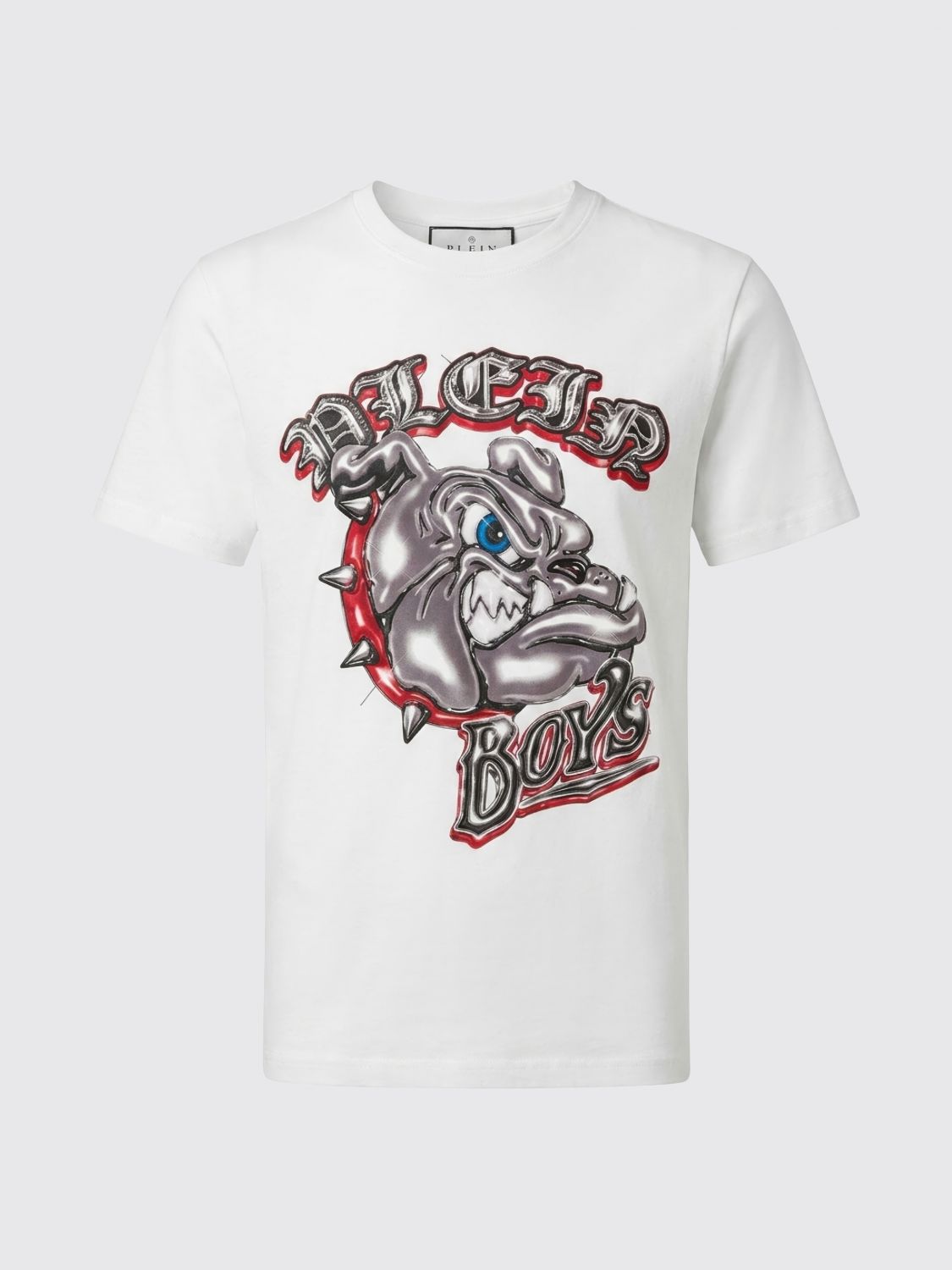 Crewneck T-Shirt in White Cotton with Graphic Print and Logo