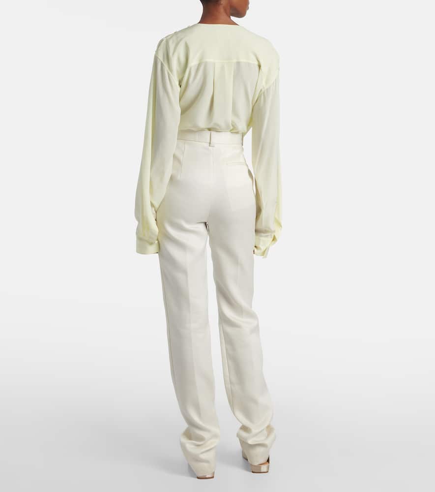 Lucia high-rise wool and silk slim pants