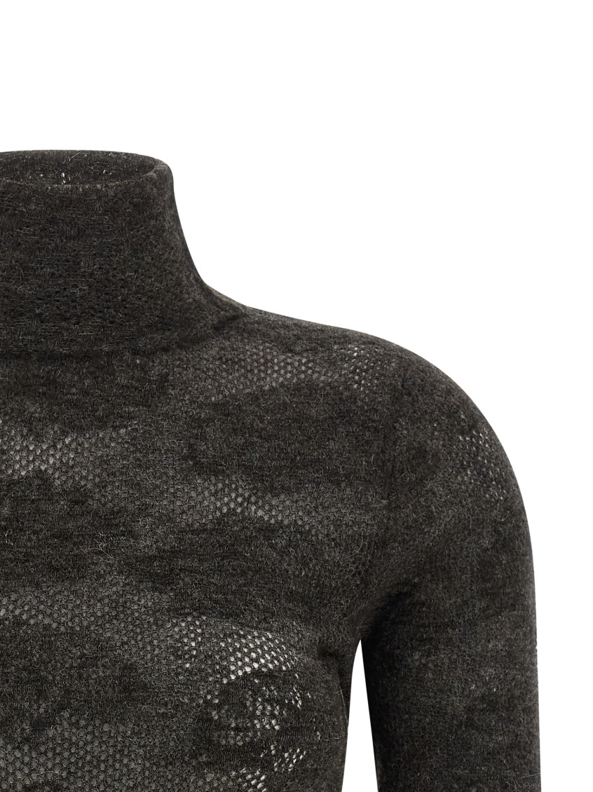 Brunello Cucinelli - high neck short sleeve openwork knit sweater