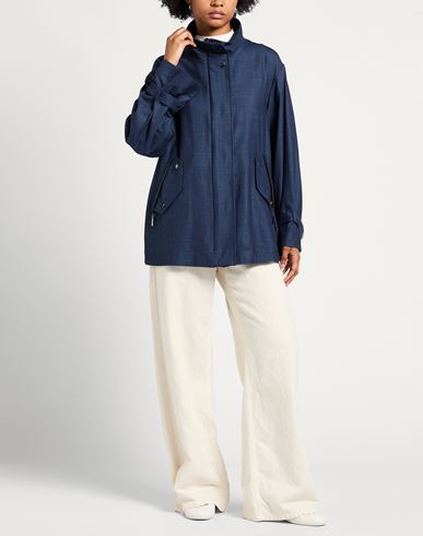 Woman Jacket Blue Size 4 Virgin Wool, Silk, Linen, Elastane