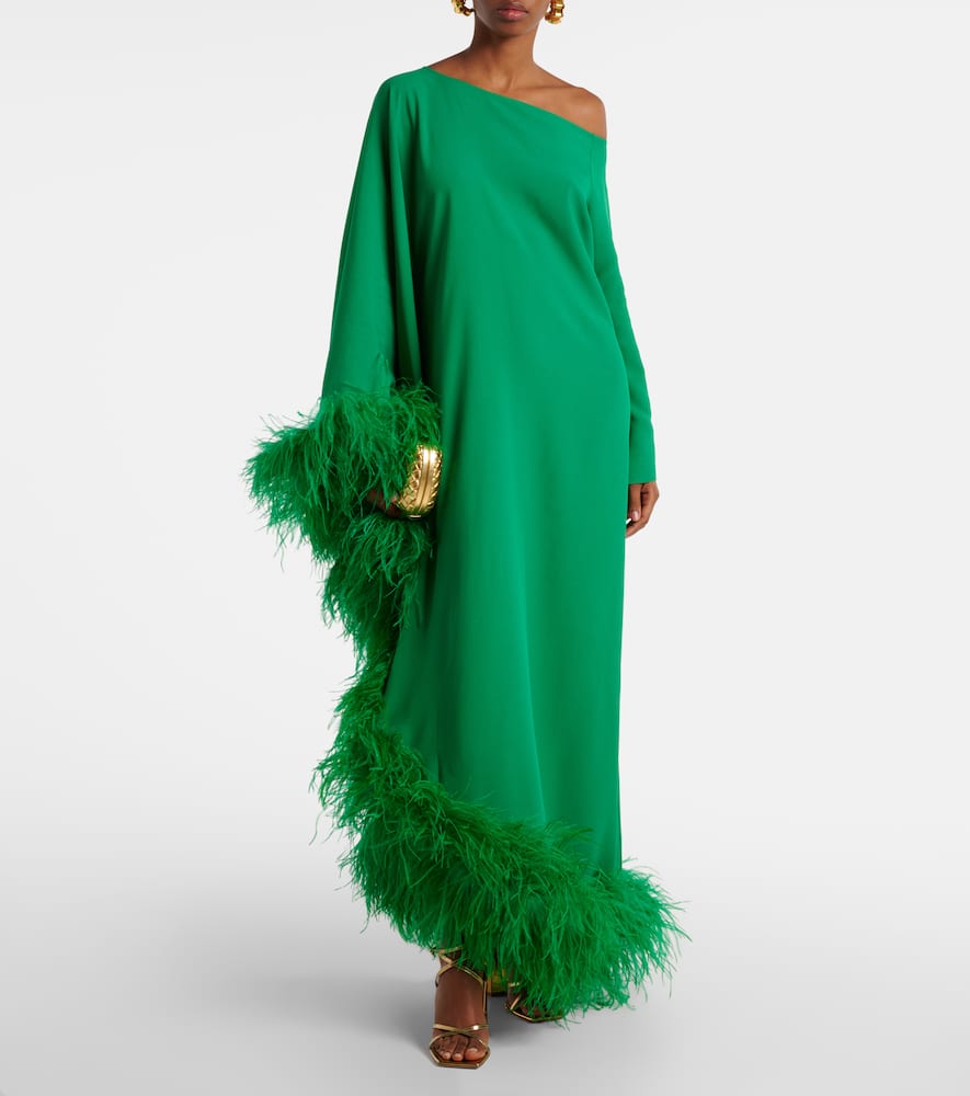 Ubud Extravaganza feather-trimmed gown
