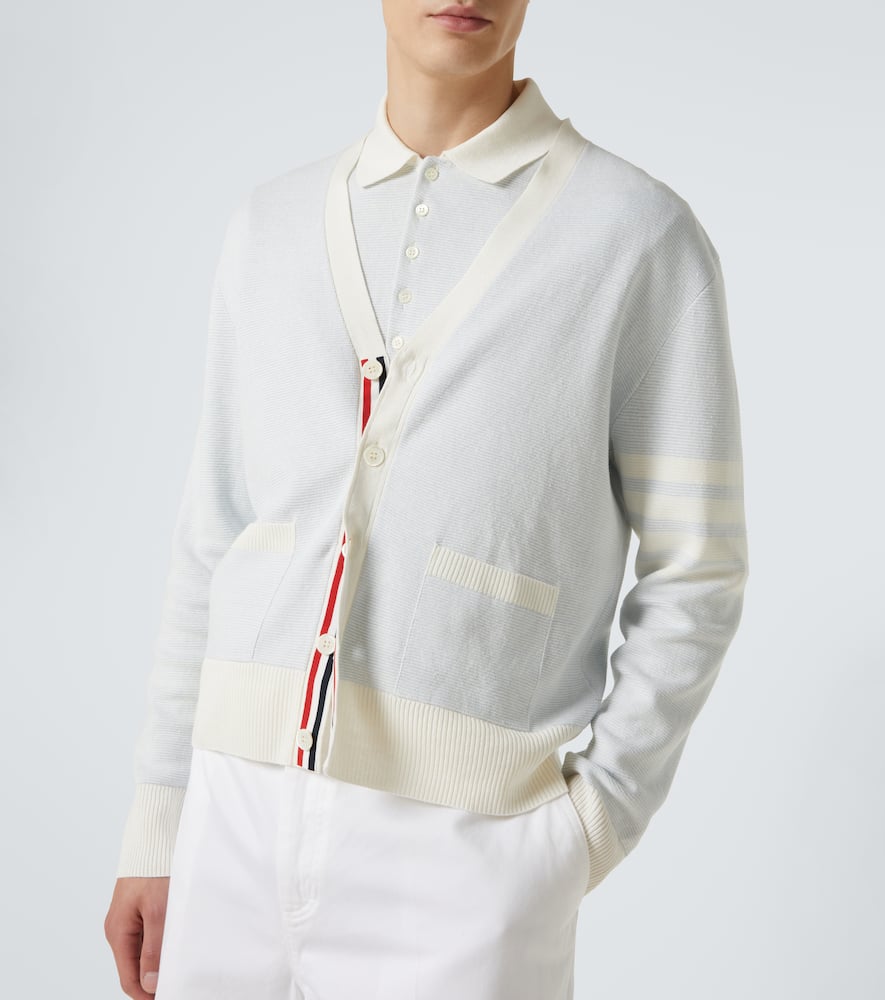 4-Bar linen and cotton cardigan