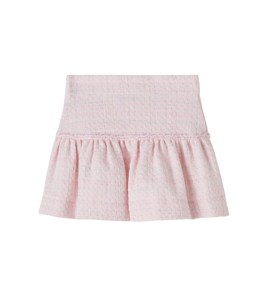 Cotton-blend lamé tweed skirt