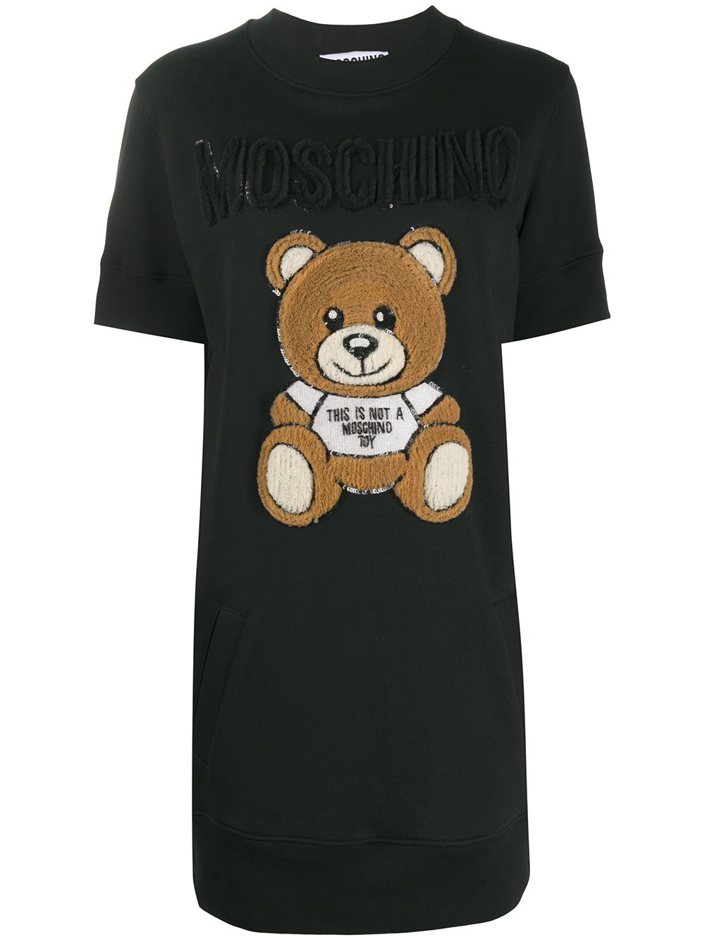 Sequin teddy sweatshirt dress - Black