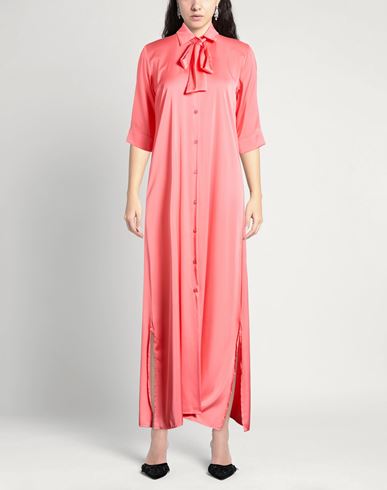 Woman Maxi dress Coral Size 10 Polyester, Elastane