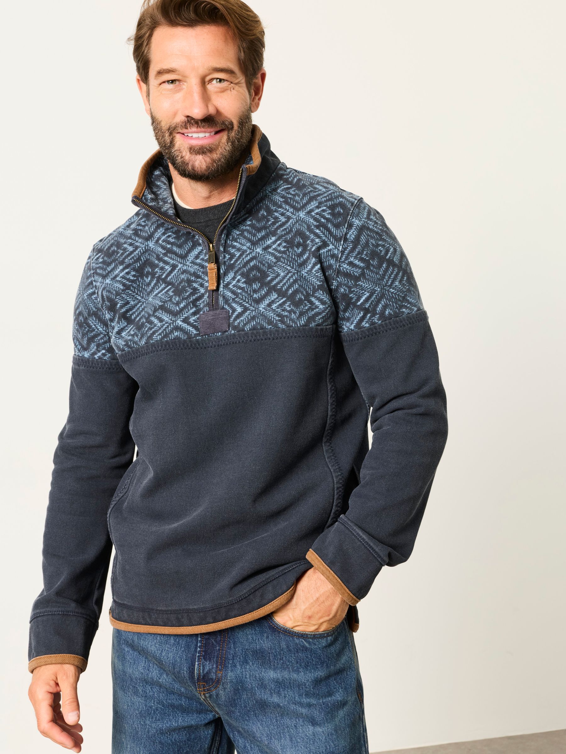 FatFace Knitted Sweat Top in Navy