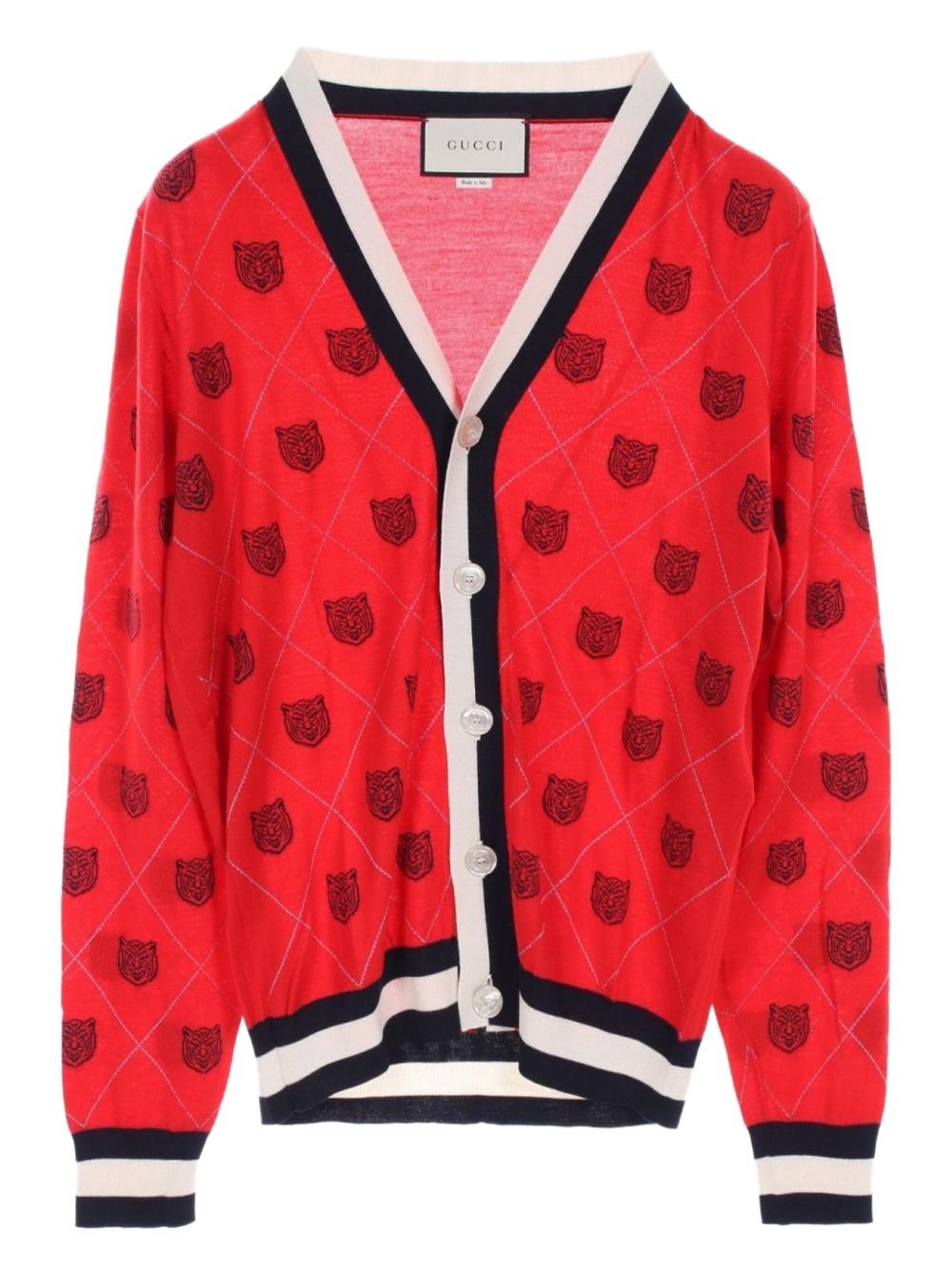 2010s v-neck cardigan - Red