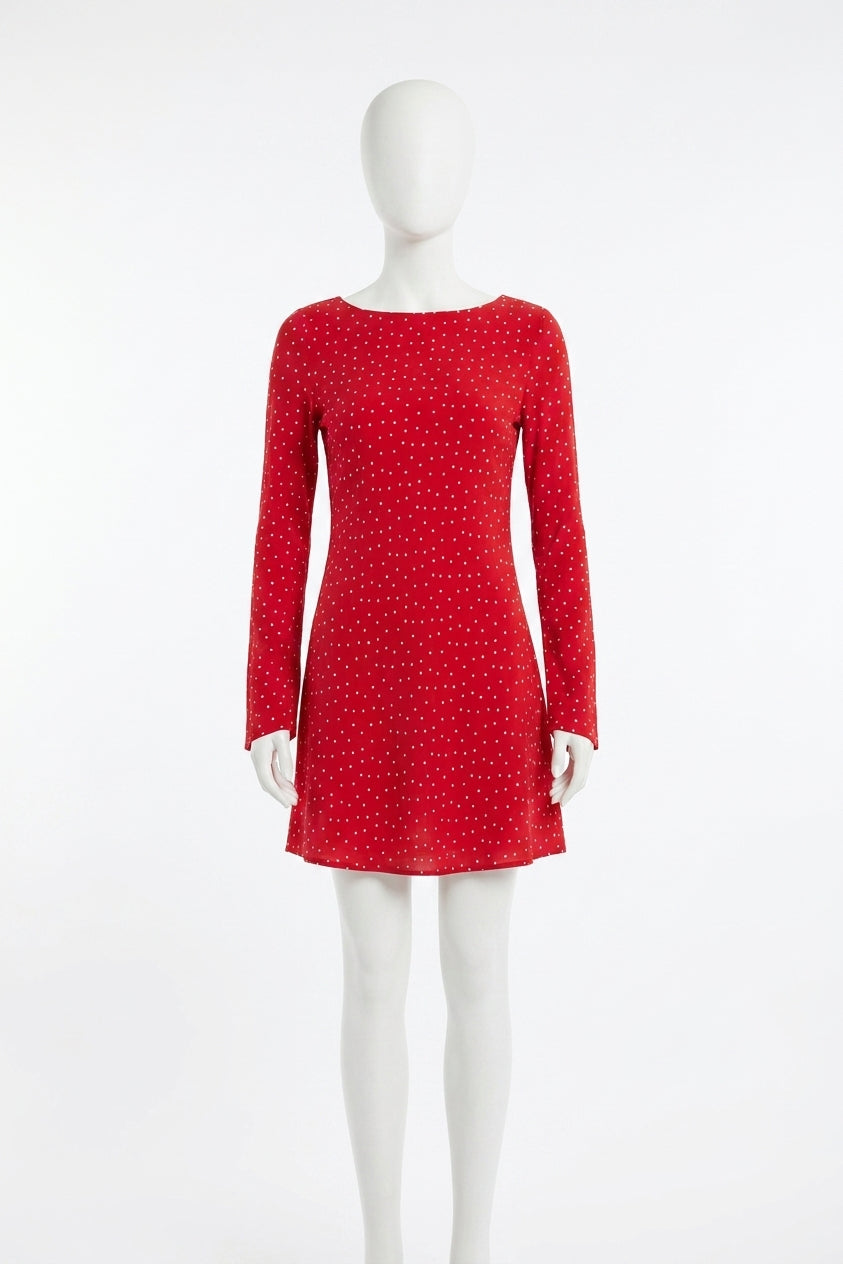 Campbell Dot Crepe Mini Dress In Kiss Me Red