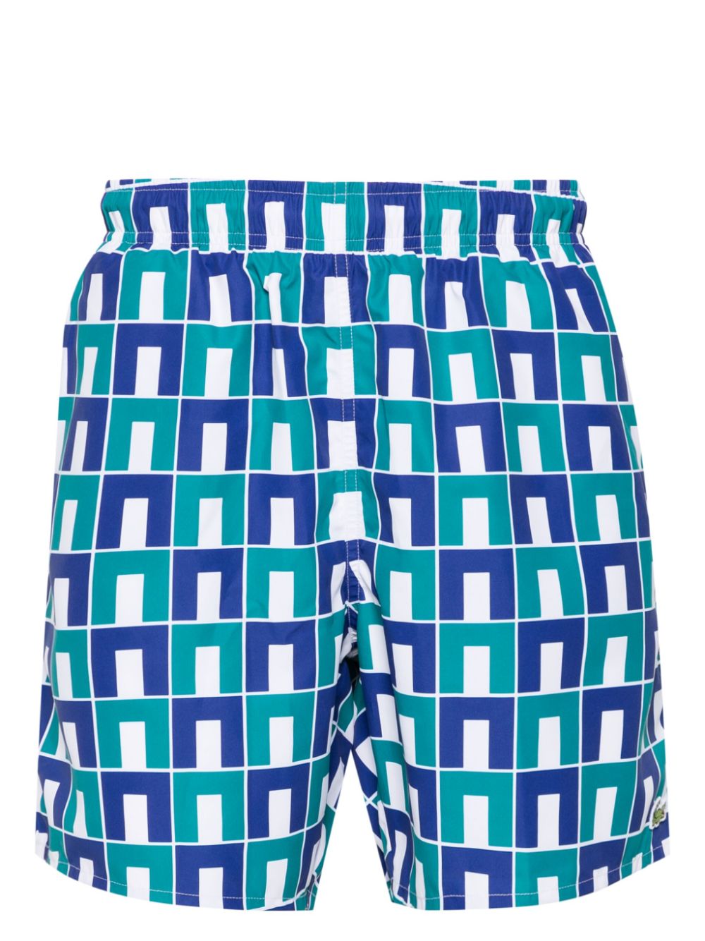 Monogram-print drawstring swim shorts - Blue