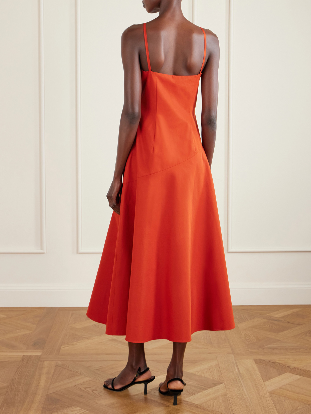 Ren Cotton-poplin Midi Dress - Red