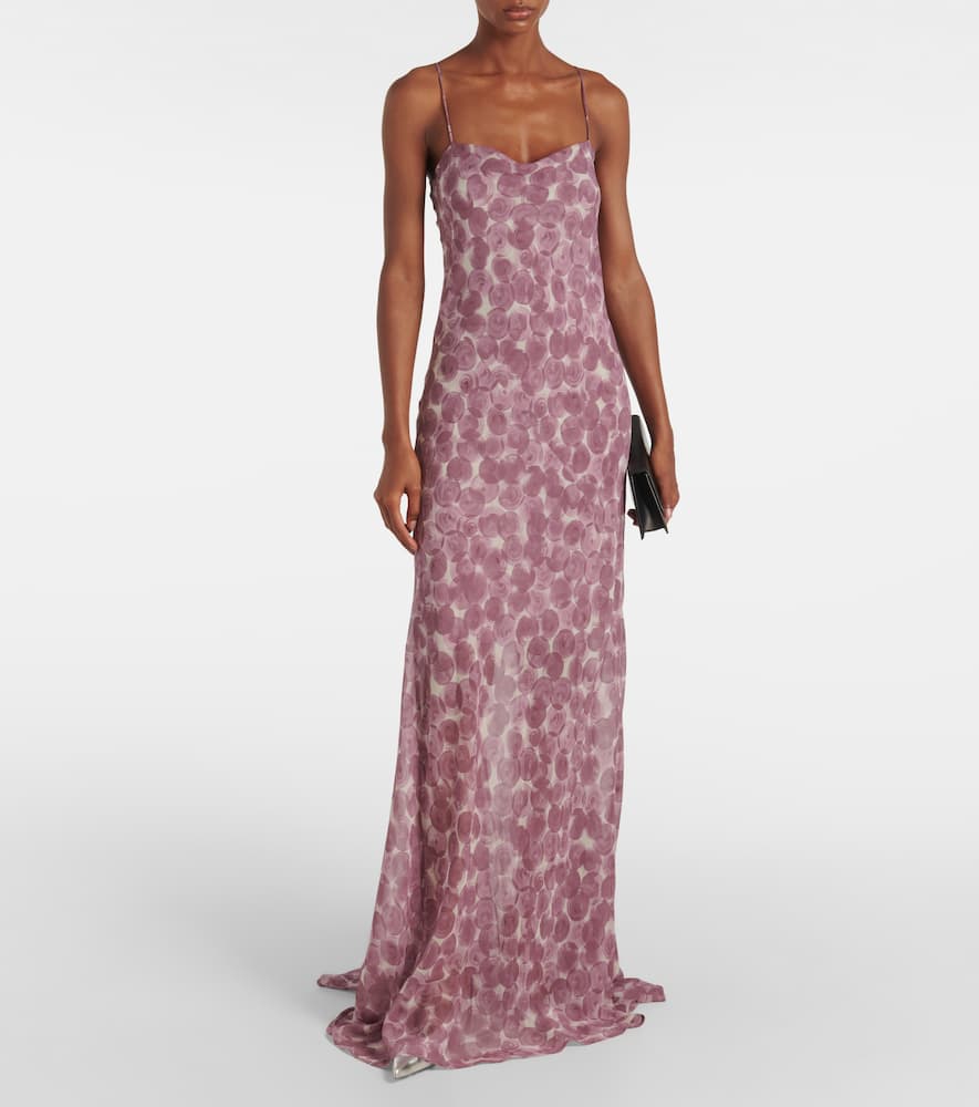 Printed silk chiffon slip dress