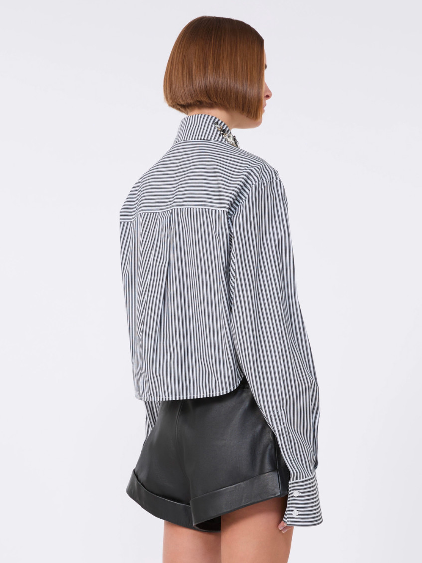 Striped Poplin Crop Shirt
