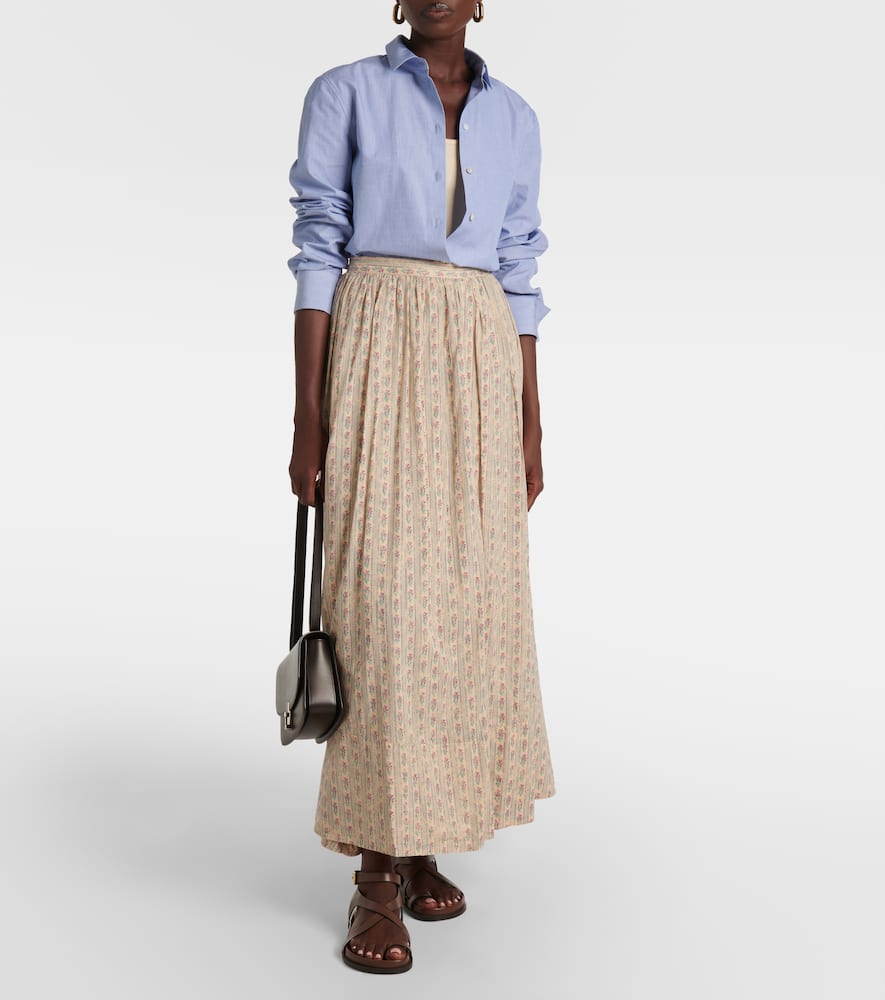 Floral cotton midi skirt