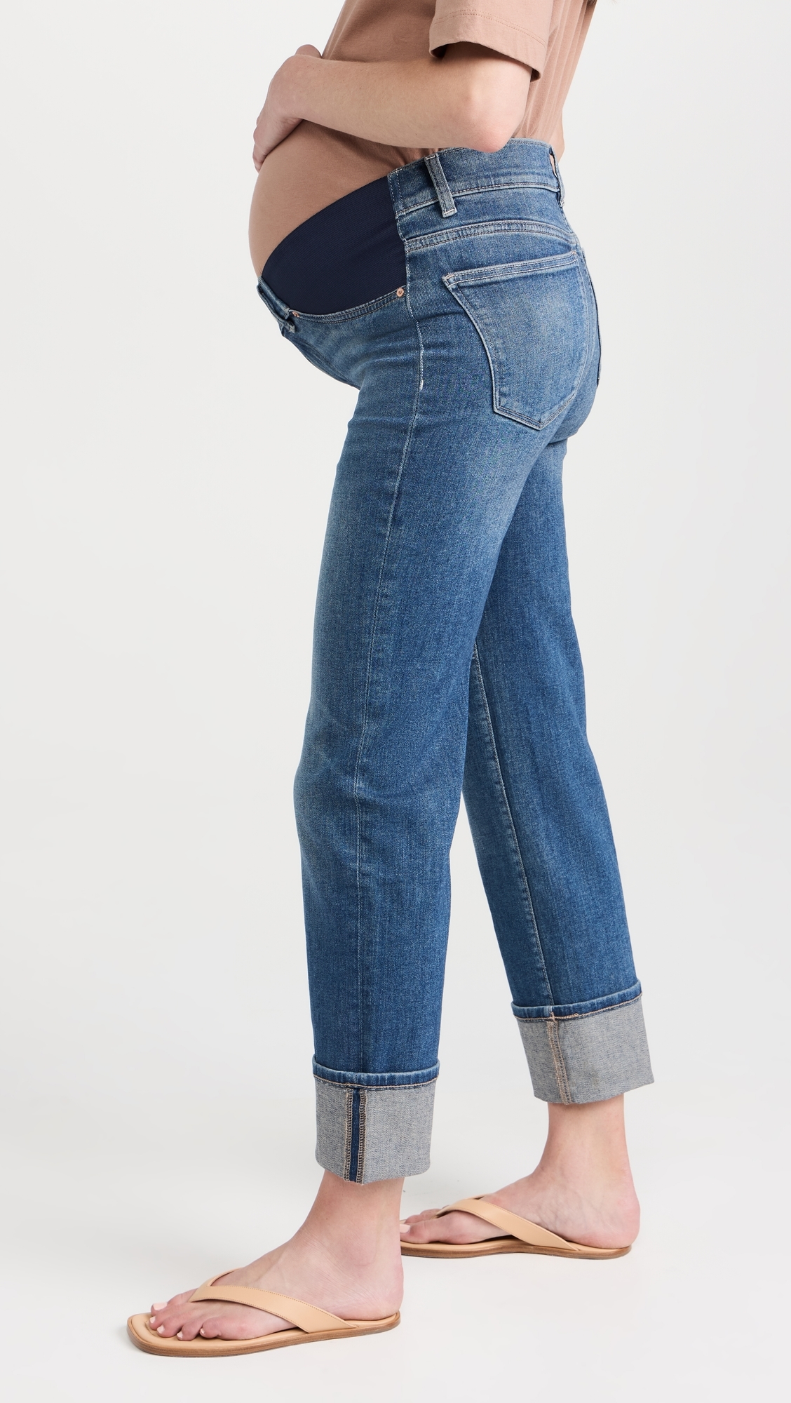 Patti Straight Maternity Jeans: High Rise Ankle Hulton Cuffed