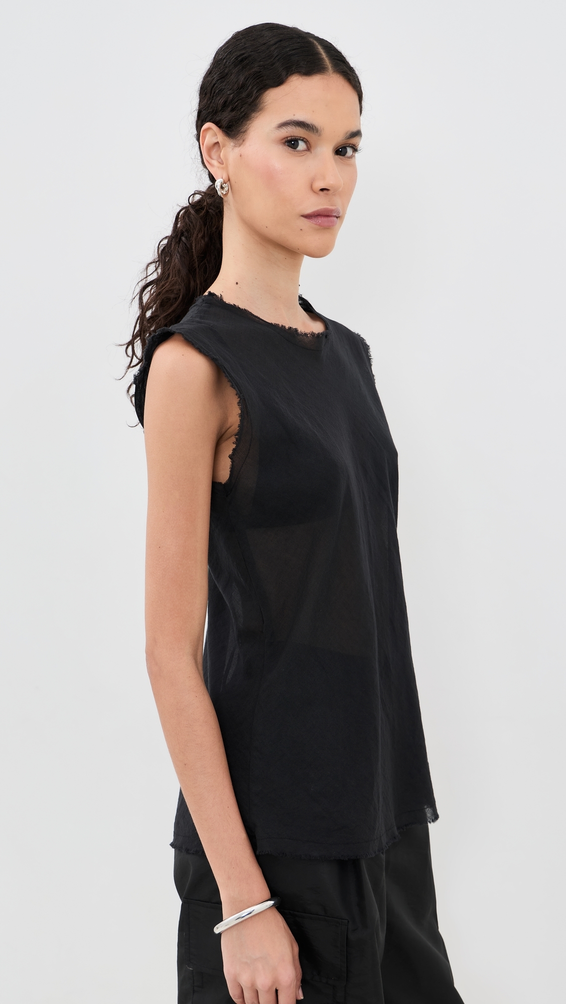 Iris Gauze Tank Black