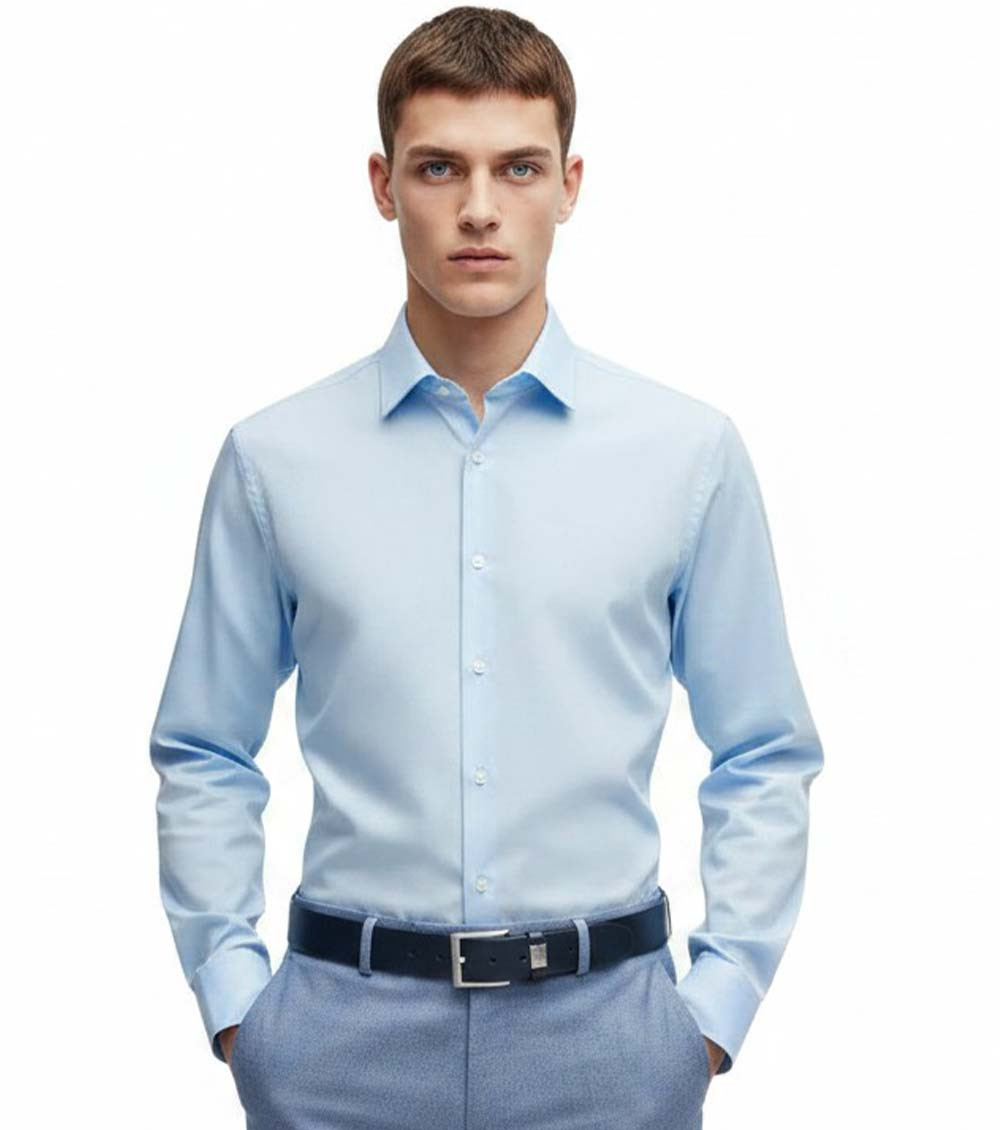 Blue Solid Regular Shirts