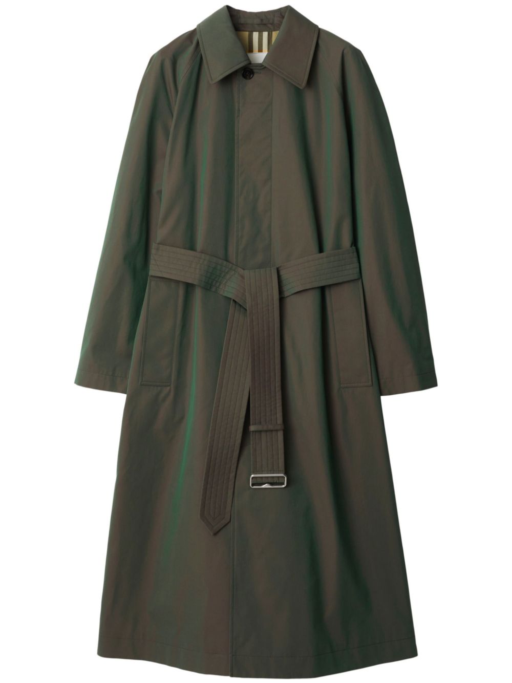 Iridescent-effect cotton trench coat - Green