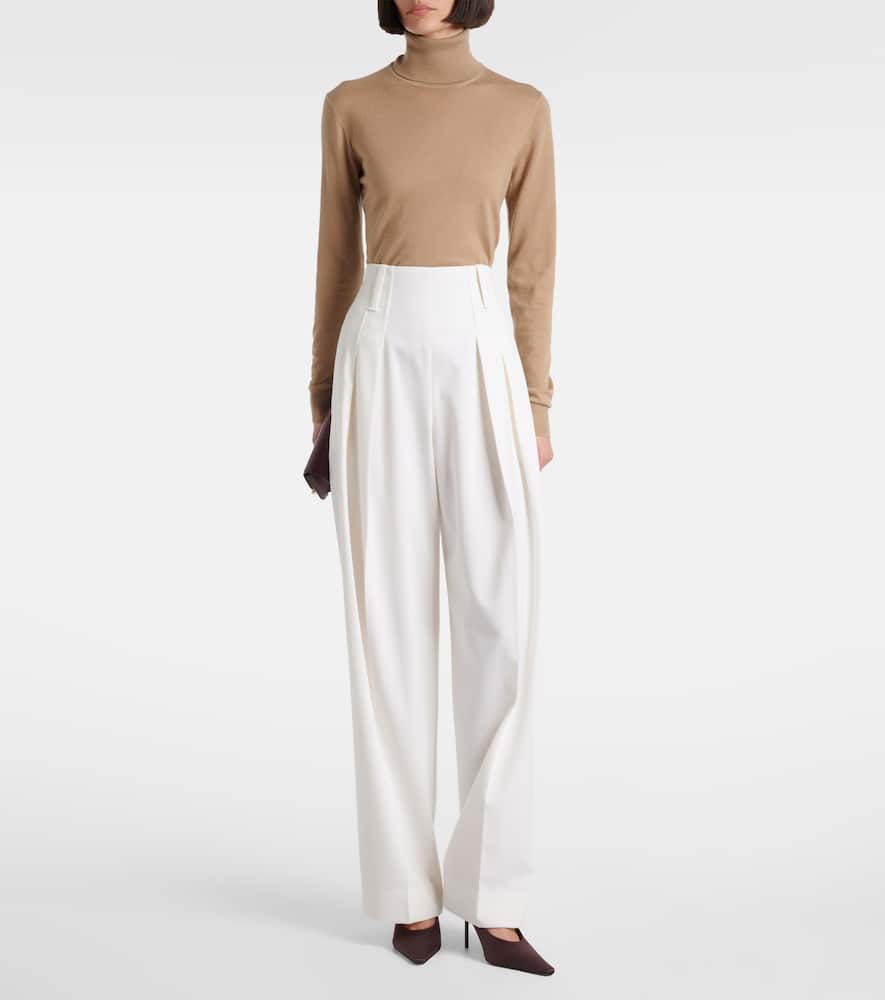 Wool-blend wide-leg pants