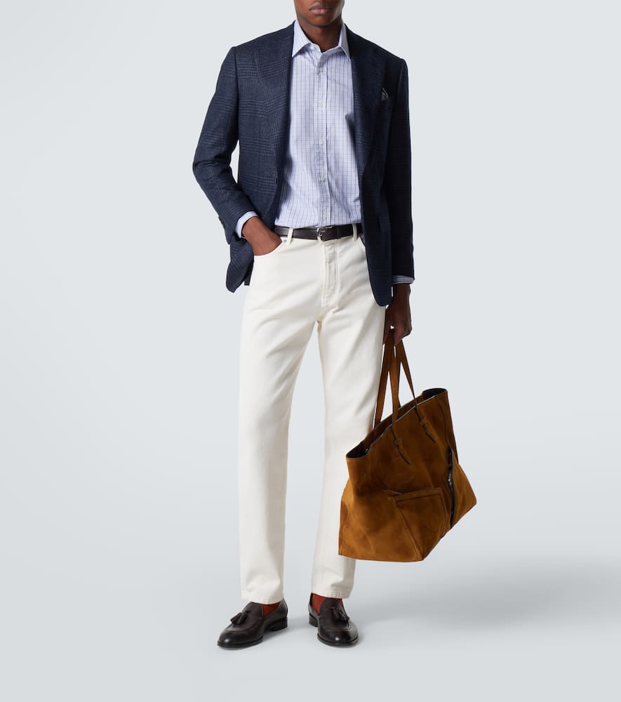 Checked wool and silk blazer
