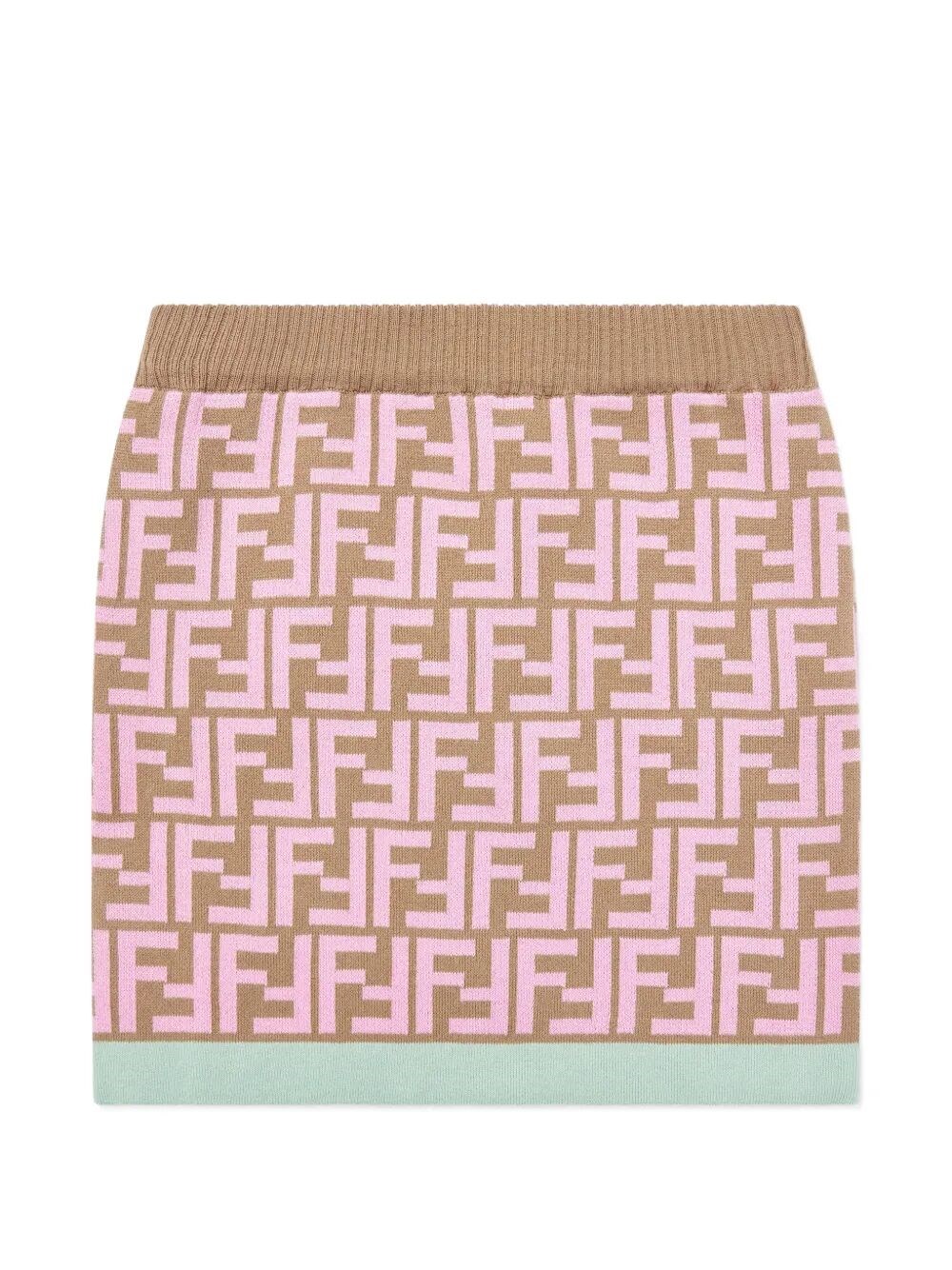 Ff-Motif Double Cotton Miniskirt