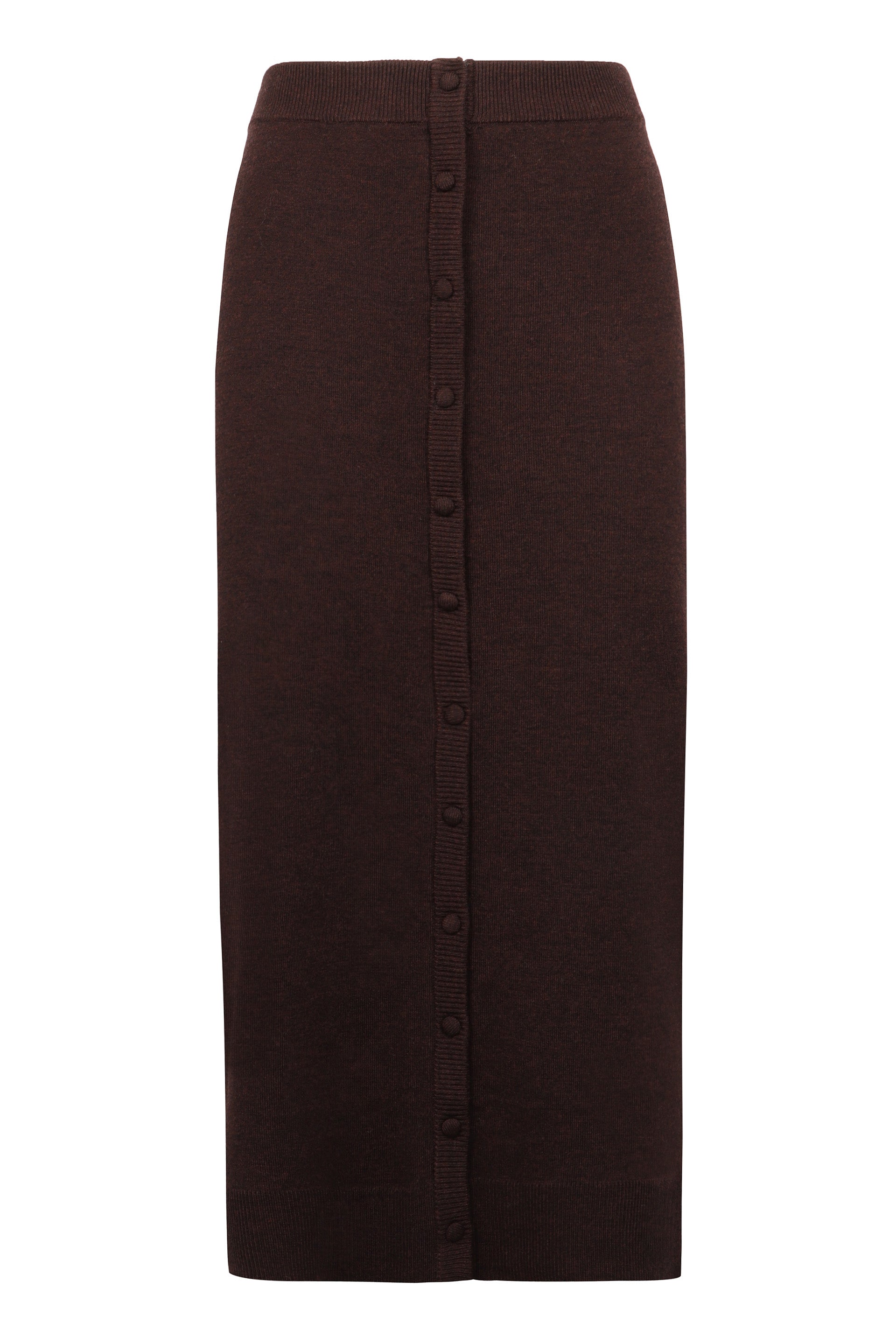 Midi Skirt in Merino Wool Blend Knit with Buttons on the Front.