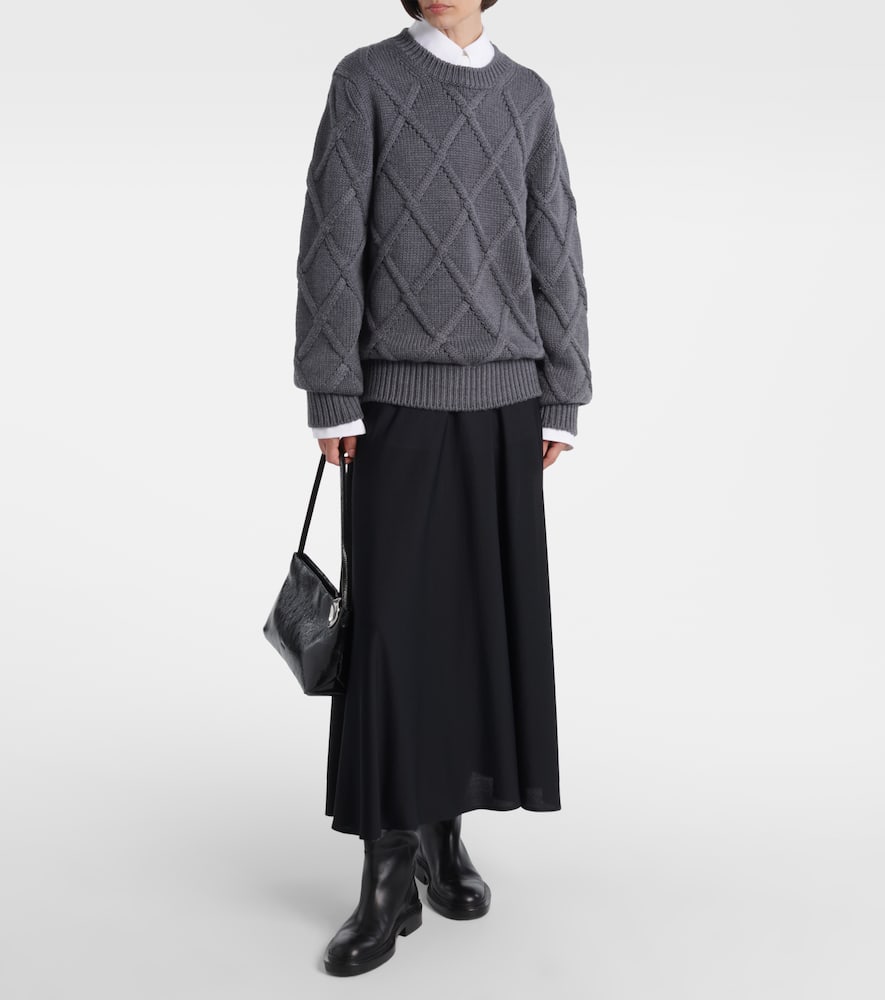 Cable-knit virgin wool sweater