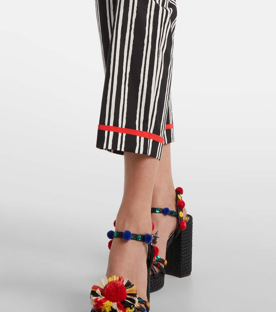 Striped cotton straight pants