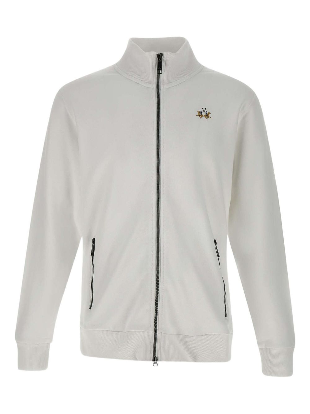 High-neck embroidered sweatshirt - White