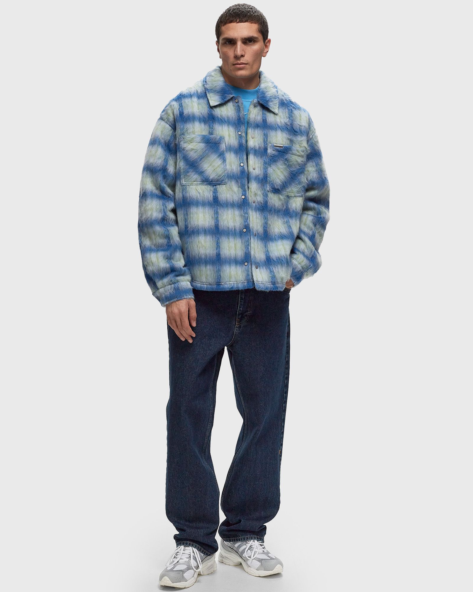 TEXTURED OVERSHIRT blue male Overshirts now available at BSTN