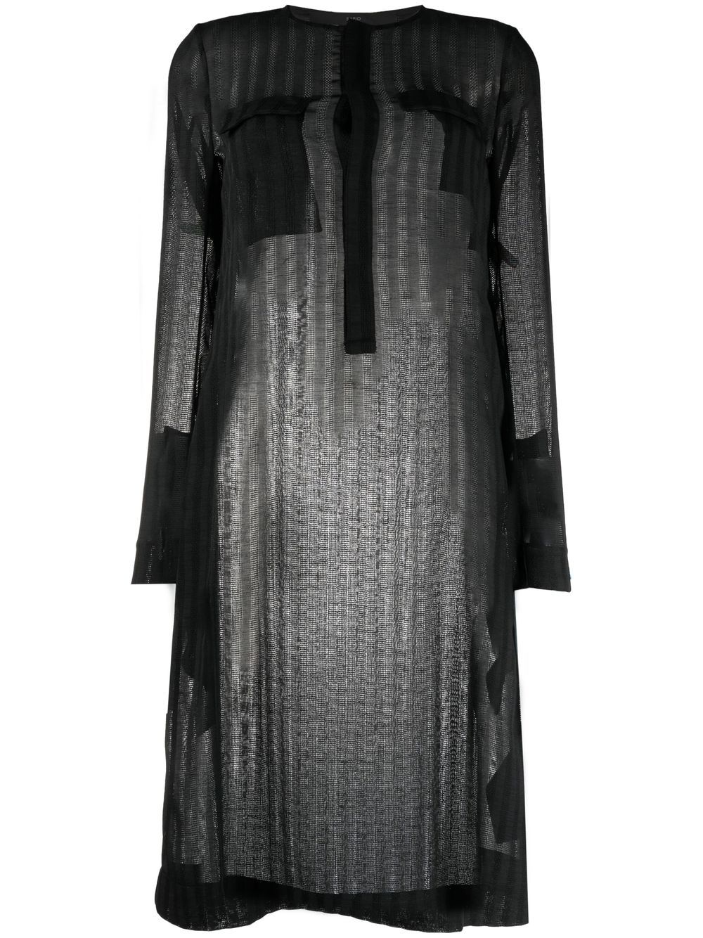 Striped sheer oversized T-shirt - Black