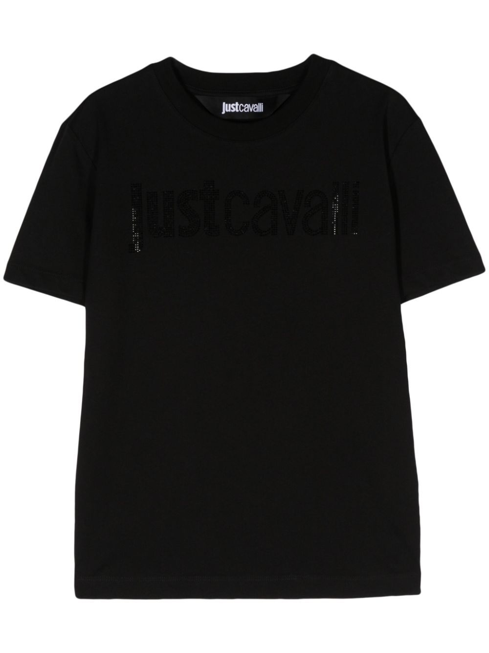 Rhinestone-embellished cotton T-shirt - Black