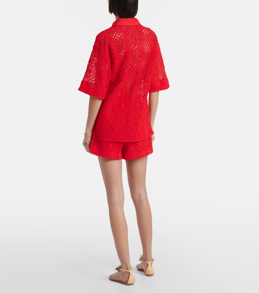 Rayure cotton-blend crochet shirt