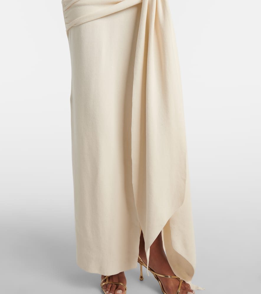 Saros draped cotton-blend maxi dress