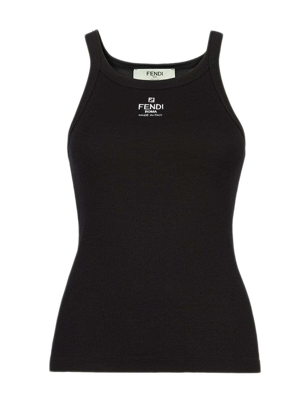 -Free Slim-Fit Sleeveless Ribbed Tank with Embroidered ROME Logo