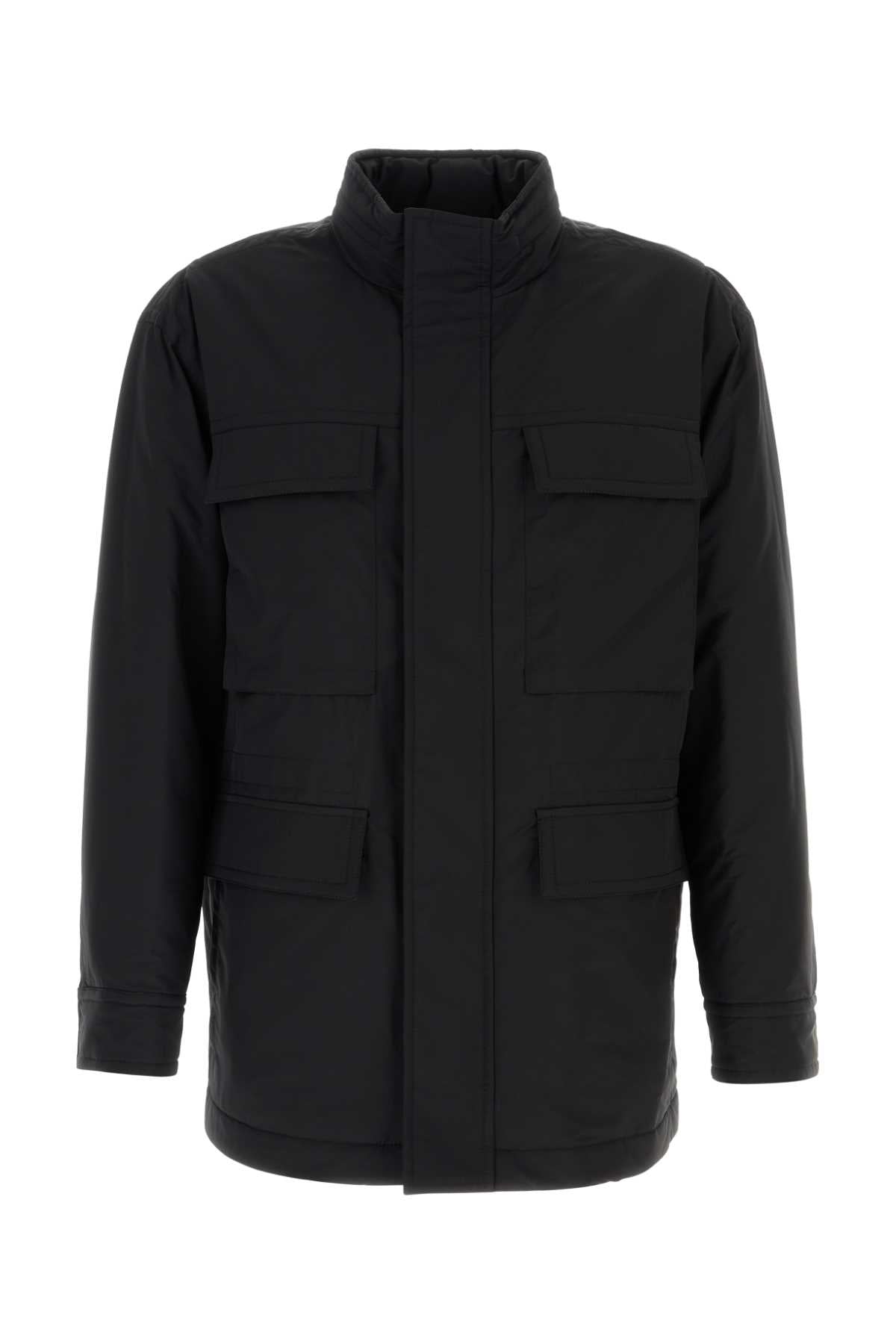 Wool Blend Padded Down Jacket — Black