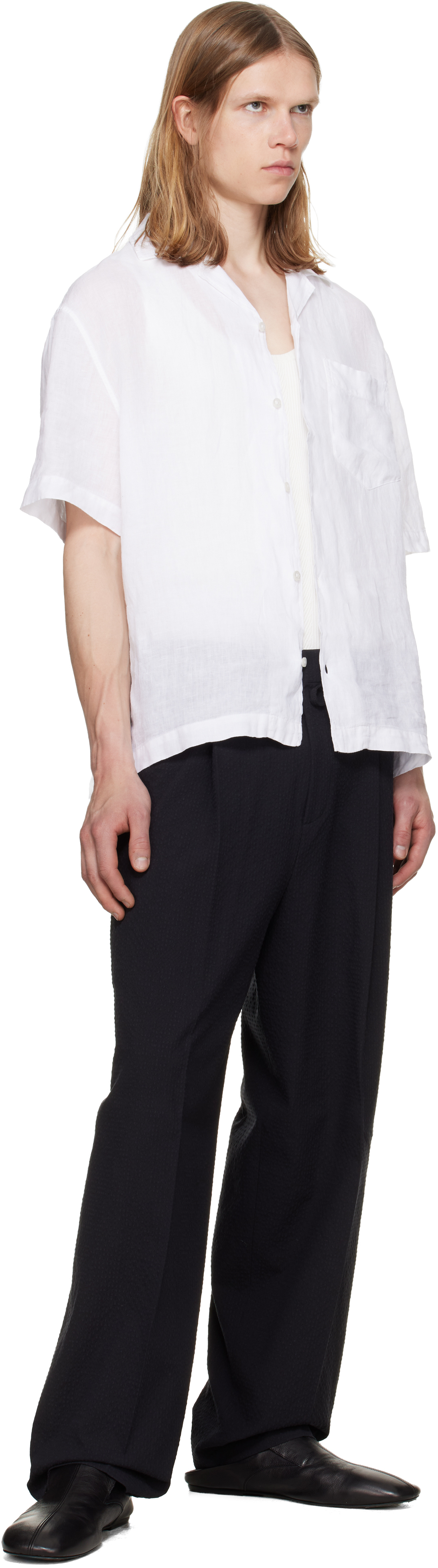 Black Modern-Fit Seersucker Trousers
