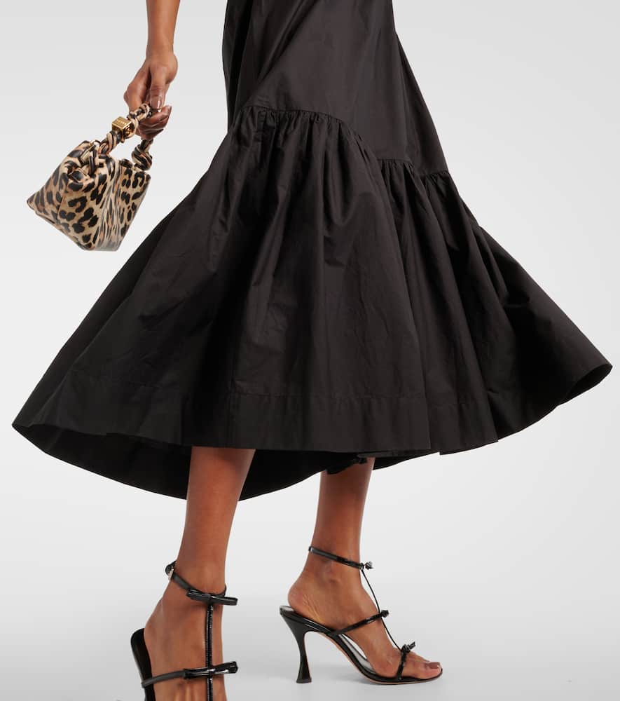 Cotton poplin midi skirt