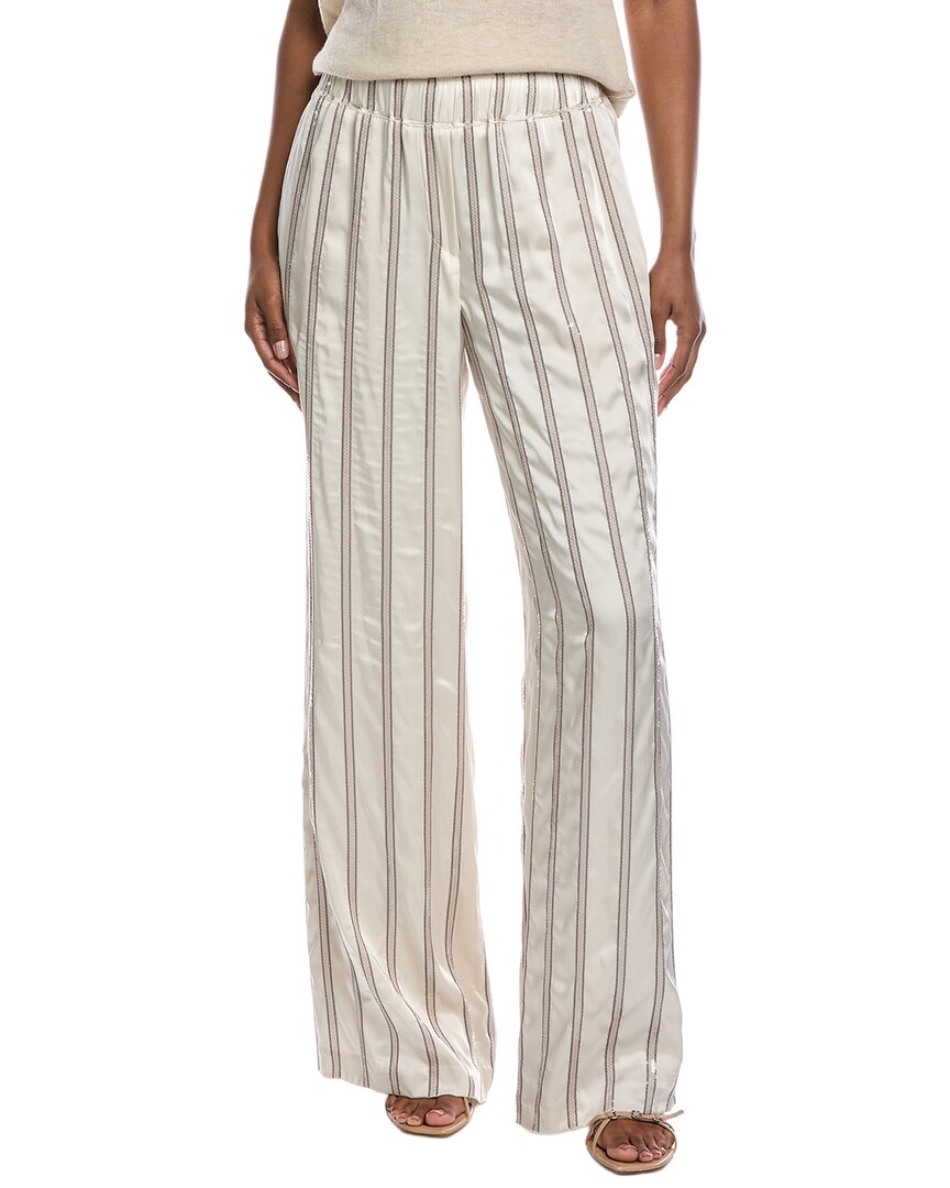 Sequin Trim Silk-Blend Pant