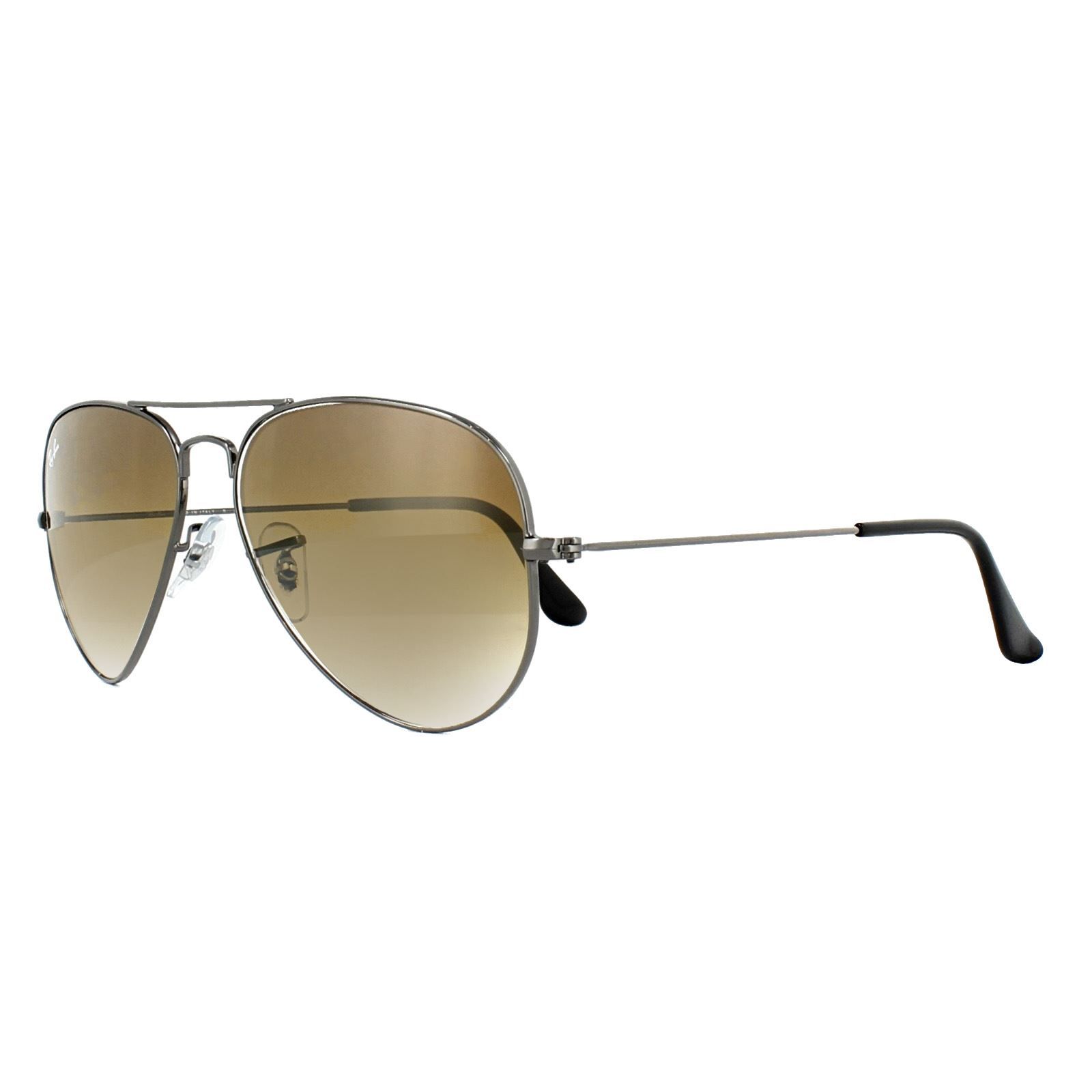 Ray-Ban Unisex Sunglass RB3025 Aviator Gradient - Frame color: Gunmetal, Lens color: Light Brown Gradient