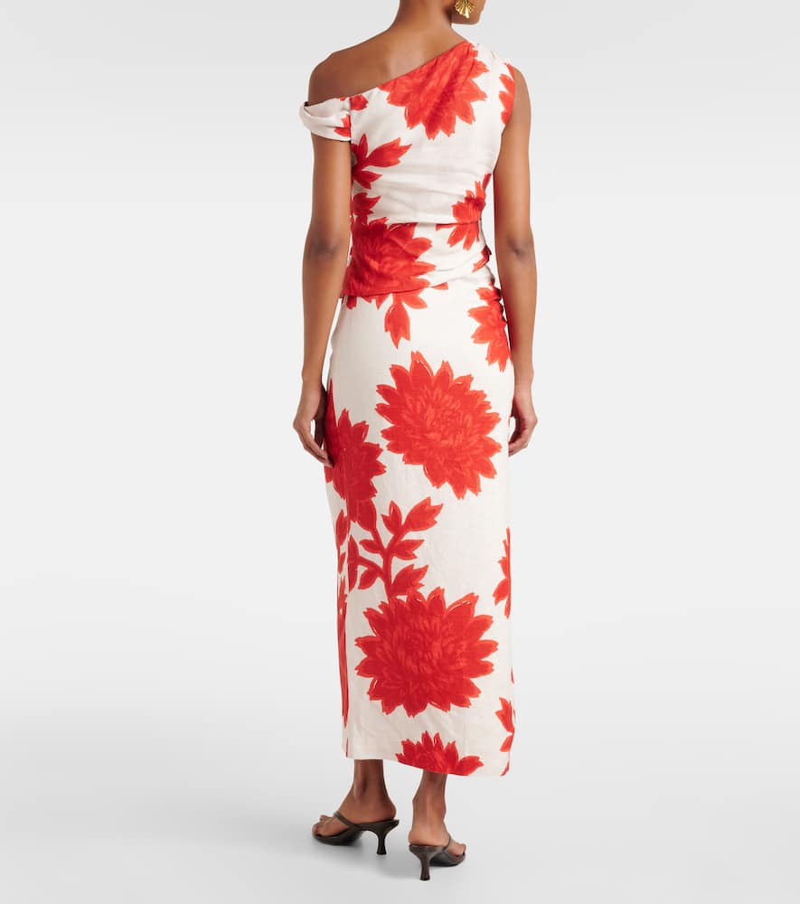 Floral draped linen top