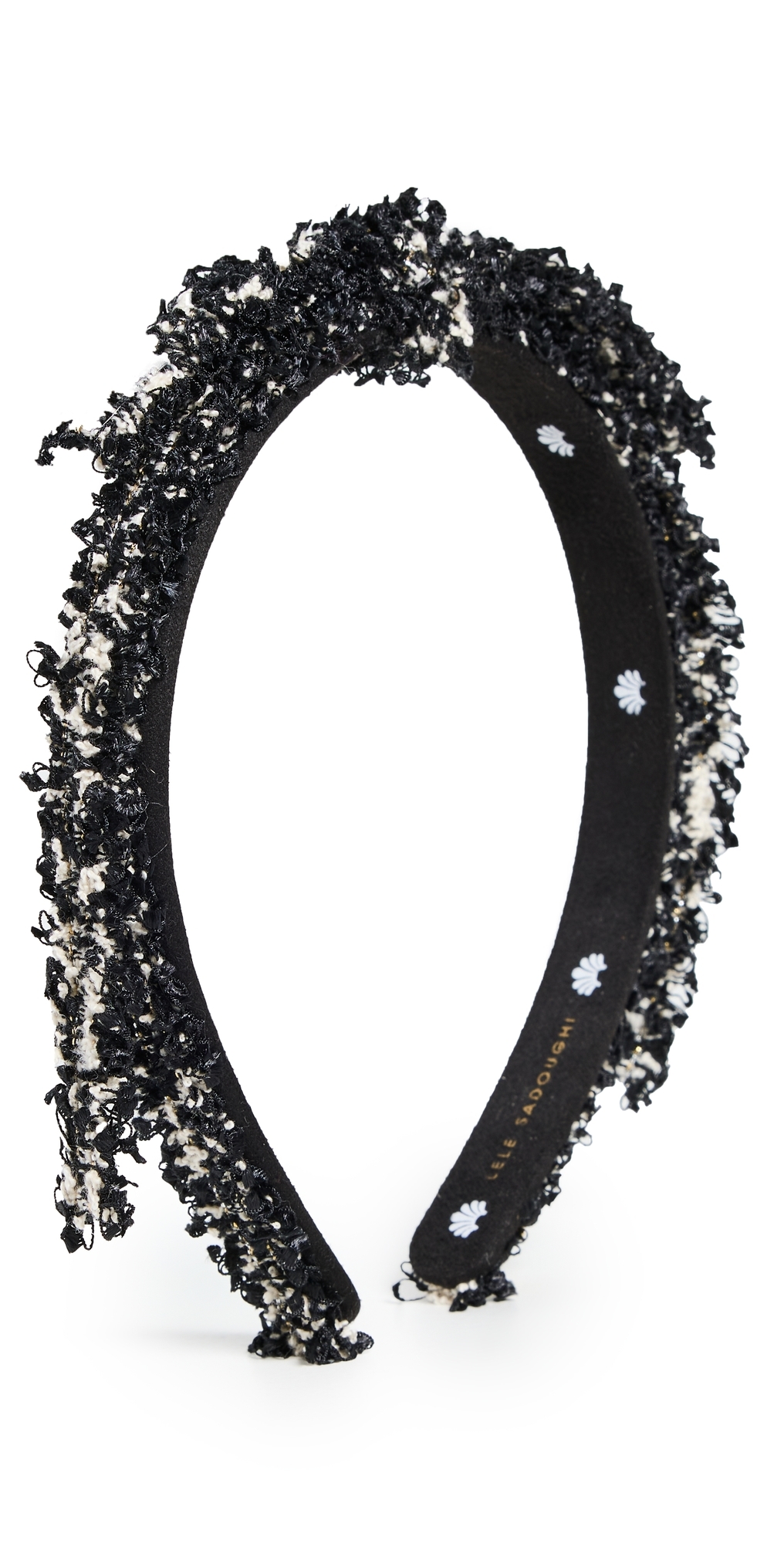 Tweed Bardot Ribbon Slim Headband Jet One Size