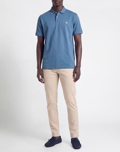 Man Polo shirt Slate blue Size M Cotton